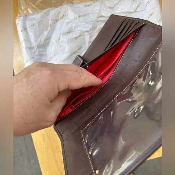 Dooney & Bourke Red Denison Leather Croc Embossed Wallet - Picture 5 of 6